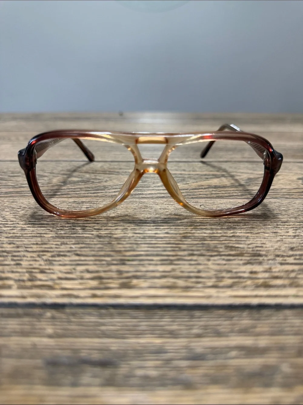 VTG 1970’s Classic Two-Tone Brown Aviator Eyewear Small Frames
